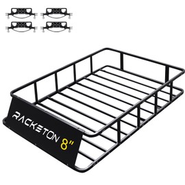 Racketon 64”x45”x8” Roof Cargo Rack for SUV Car Trucks,Heavy Duty Cargo Basket Anti-Rust Top Luggage Rack