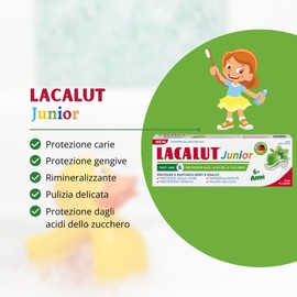 LACALUT Junior Toothpaste 6+ Years. Daily Hygiene Protection Caries. With Fluorine and Xylitol. Apple and Mild Mint Flavour 55 ml