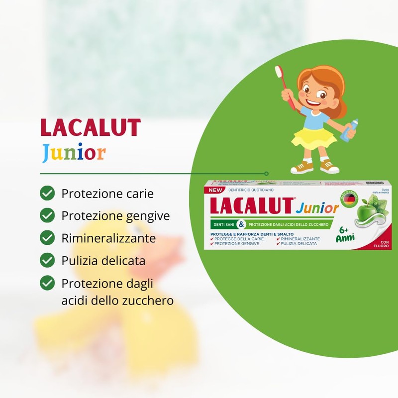 LACALUT Junior Toothpaste 6+ Years. Daily Hygiene Protection Caries. With