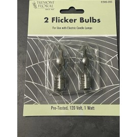 CWI Flicker Bulb Glass 1 watt double pack candle light bulbs candelabra base