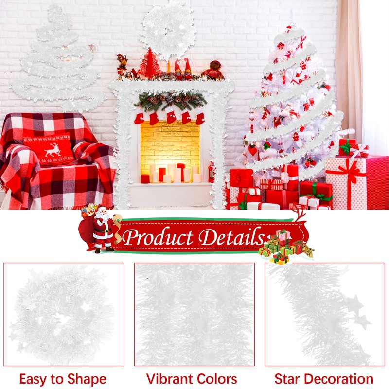 Aitsite Tinsel Christmas Tree, 8 Pieces Christmas Garland, Tinsel Garland,