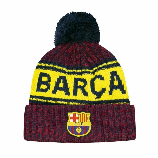 FC Barcelona Heathered Winter Beanie Cap Hat w/ Pom -