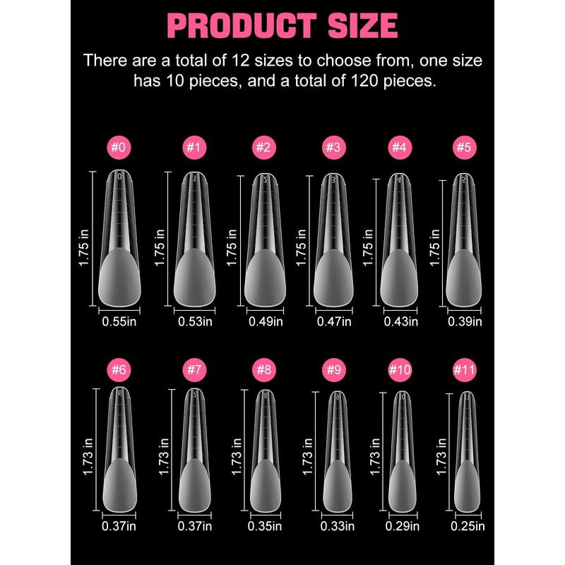 EBANKU 120 PCS Clear Matte Dual Nail Forms System Coffin