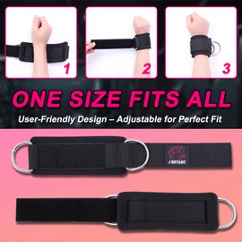 Wrist Cuffs for Cable Machine Workouts – Padded Wrist Straps with Reinforced D-Rings for Strength Training, Pulley Systems, Triceps & Bicep Workouts – Adjustable Fit for Men & Women (Pink)