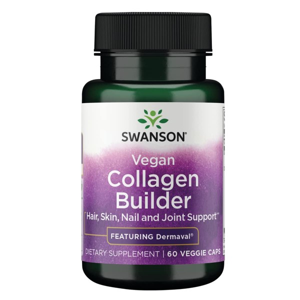 Swanson Vegan Collagen Builder - Featuring Dermaval - Hair, Skin, Nail Health - 60 Veg Caps