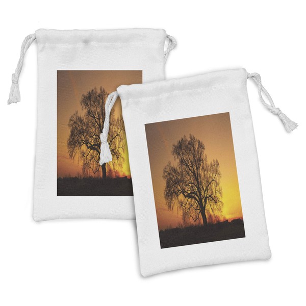 Ambesonne Tree Fabric Pouch Set of 2, Oak in the