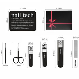 Best Nail Tech Gifts for Women Nail Clipper Set, 6 Pcs Toenail Clippers, Stainless Steel Fingernail Clipper Sharpest Thick Toenail & Ingrown Nail Clipper Set (Nail tech Black)