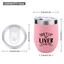Christmas Tumbler Shut Up & Liver You're Fine Travel Tumbler Mug Drink Cup For Home Office Travel Party For Hot Cold Drinks 12 OZ Pink Tumblers Christmas Gifts Mug