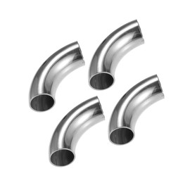 Partuto 4 Pcs OD 1 Inch 90 Degree Mandrel Bend Elbow SS304 Stainless Steel Bend Tube Exhaust Elbow Pipe for Car Modified Exhaust System 1" Piping Silver Tone Replacement