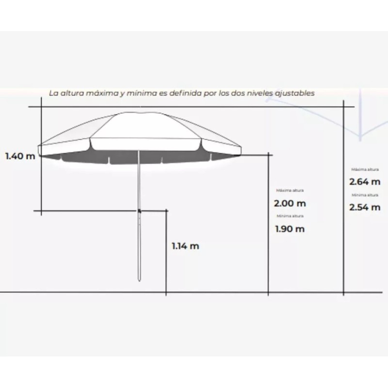 Macoll Sombrilla Playa Metalica Plegable Con Funda 3mts Diametro