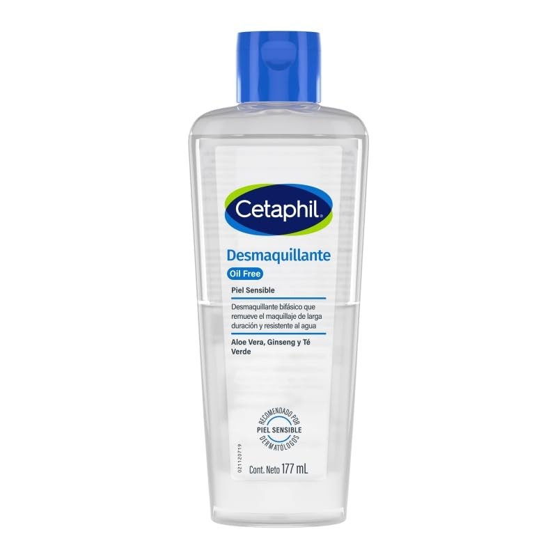 CETAPHIL® Desmaquillante Bifásico Suave, Sin Aceite, Maquillaje Resistente al Agua,