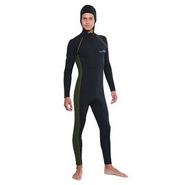 Adults Full Body Stinger Suit Hooded UV Swimsuit + Pocket UPF50+ Chlorine Resistant Black Military M