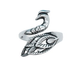 Helen de Lete Vintage Phoenix Wonder Bird 925 Sterling Silver Open Ring, Sterling Silver, No Gemstone