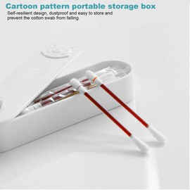 GLOGLOW Cotton Buds Box, Portable Mini Travel Swab Container with Lid for Organising Small Parts, Cotton Buds, 5.3 x 1.4 x 0.9 Inches (White)