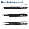 MMOBIEL 3X Industrial Precision ESD Tweezers Anti-Static Stainless Steel for
