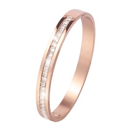 JJDreams 8 mm/0.32in Rhinestone Bangle,Gold Plated Cubic Zirconia Tennis Bangle Classic Tennis Bracelet Fashion Jewelry for Women,Rose Gold