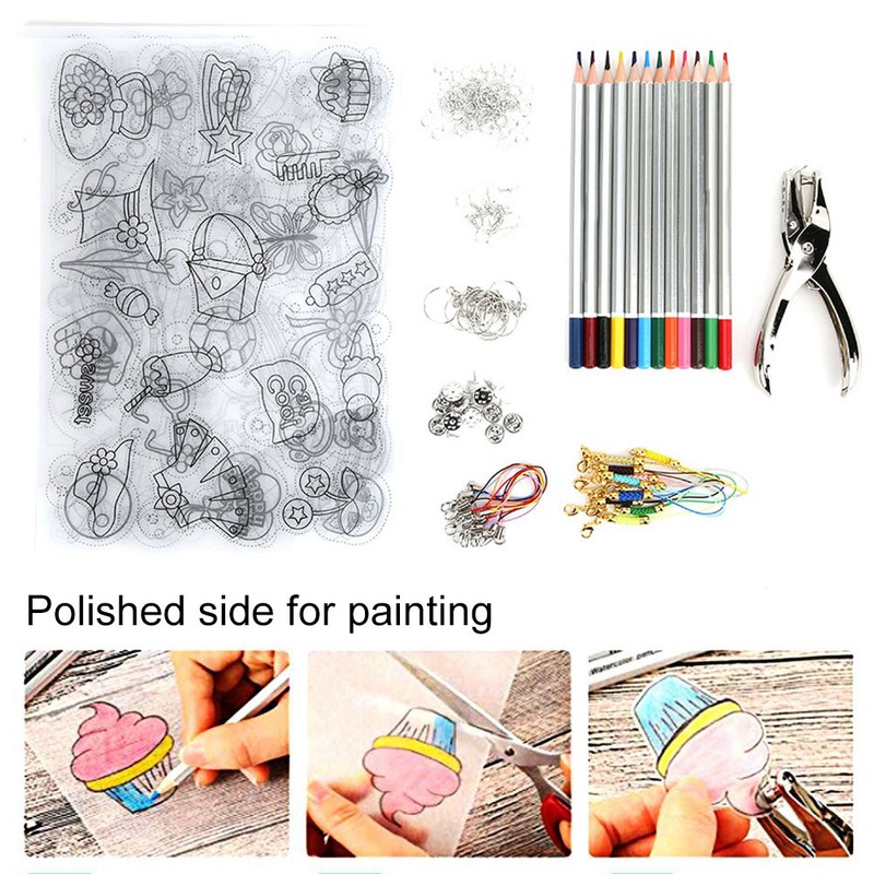 6PCs DIY Colored HandMade Heat Shrink Sheet DIY Crafts Tool
