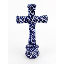 Polish Pottery Market Standing Cross – Handcrafted by Zaklady Boleslawiec Poland - Hand-Painted Polish Stoneware