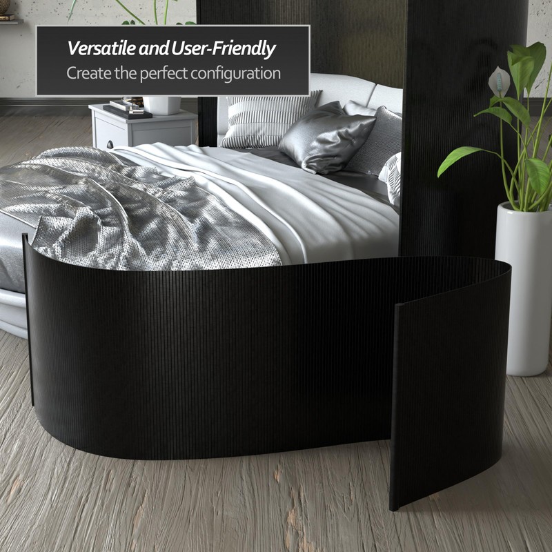 Red Lantern 2 ft. Short Bamboo Wave Screen - Black