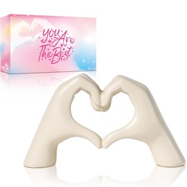 IKISTO Heart Hands Sculpture Decor for Bedroom Living Room Bookshelf, Aesthetic Love Statues Accents Home Office Apartment Farmhouse Desk Table Decoration