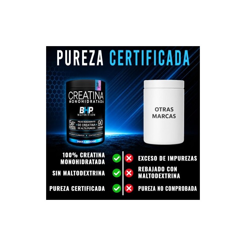 BHP NUTRITION- CREATINA MONOHIDRATADA ALTA PUREZA SABOR ARANDANO 490 GRS
