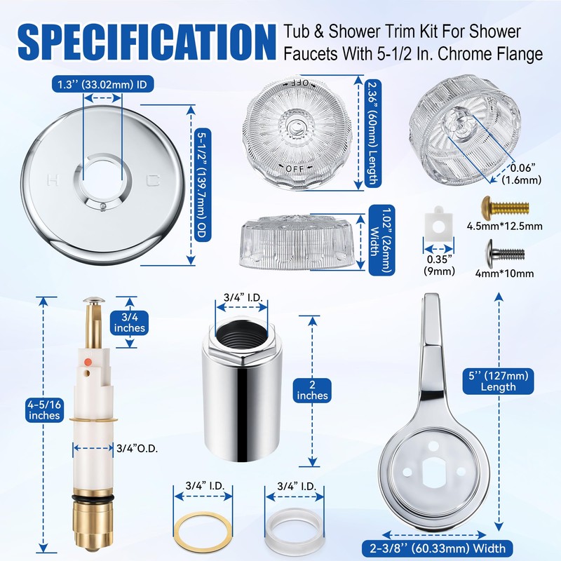 Avenuebool Single Lever Tub and Shower Rebuild Kit, Compatible with