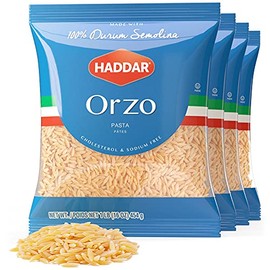 Haddar 100% Durum Semolina Orzo Pasta 16oz (4 Pack) | Great Value! - 4 lbs | Great in Soups Stews & Salads | Risotto Replacement | Certified Kosher