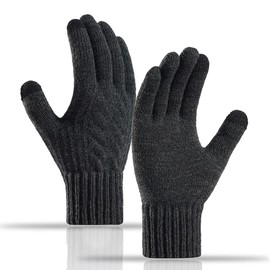 Winter Touch Screen Gloves - Womens Thermal Gloves Thickened Knitted Gloves Mittens Soft Warm for Girls Ski Cycling Running Gifts UK (Dark Grey)