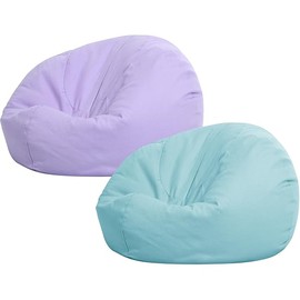 Sliner 2 Pcs Stuffed Animal Storage Bean Bag Chair Cover for Kids Adults (no Filler) Large Stuffable Zipper Beanbag Cover for Organizing Plush Toys or Memory Foam(Green and Purple, Small)