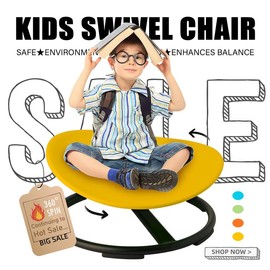 Children Round Spinning Swivel Chair,Boost Balance and Coordination in Kids, Sit and Spin Swivel Chair for Kids Toddlers, Sensory Spinning Seat - Color: ORANGE