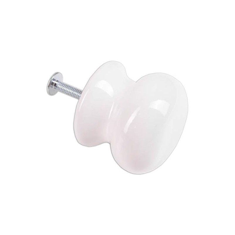 Plain White Ceramic Furniture Door & Draw Knob 38mm Diameter