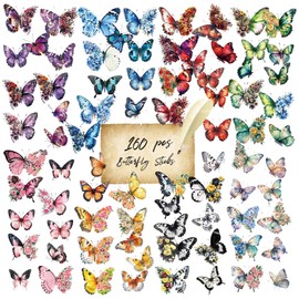 160 Pcs Butterfly & Flower Stickers - Self-Adhesive Transparent Scrapbook Supplies for Classroom Decor, Spring Party, Wall Decals, Home & Office Decor