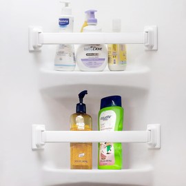 Safoner Adjustable RV Shower Corner Storage Bar- Durable Aluminum RV Corner Caddy for Shower Organization- Perfect for Travel Trailer, Camper Inside Storage and Organization- 2 Packs