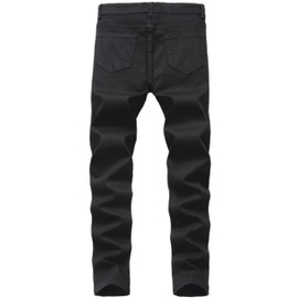 Kihatwin Boy's Skinny Ripped Destroyed Distressed Stretch Slim Biker Jeans Pants Black 16