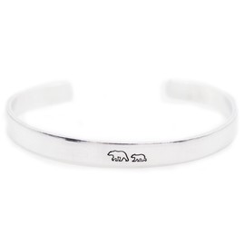 Mama Bear with One Cub Hand Stamped Cuff Bracelet New Mom Gift Ideas Mother's Day Adoption