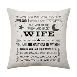 Aconesong You're Awesome Wife Reminder Gifts Cushion Cover Cushion Case Throw Pillow Cover Gift for Wife from Husband Idea Wife Birthday Valentines Day Decoration 45 x 45 cm (Wife)