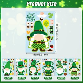 36 Sheets St. Patrick's Day Stickers, Leprechaun Clover Sticker St. Patrick's Day Make a Face Sticker for Kids Make Your Own Stickers Irish Shamrock Stickers St. Patricks Day Party Favors Games