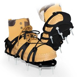 SCHEBLER Lawn Aerator Shoes with Spiked Design &Adjustable Wrap Around Lacing,Gardening Tools,Grass Aeration Spikes Tools,Black