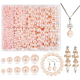 abalorio de perlas de color rosa pastel para hacer joyas, 1750 abalorio de perlas de gouache con agujero de 4 mm, 6 mm, 8 mm, 10 mm, 12 mm, abalorio espaciadoras sueltas para collar, pulsera, aretes, vestido de boda, decoración de Navidad