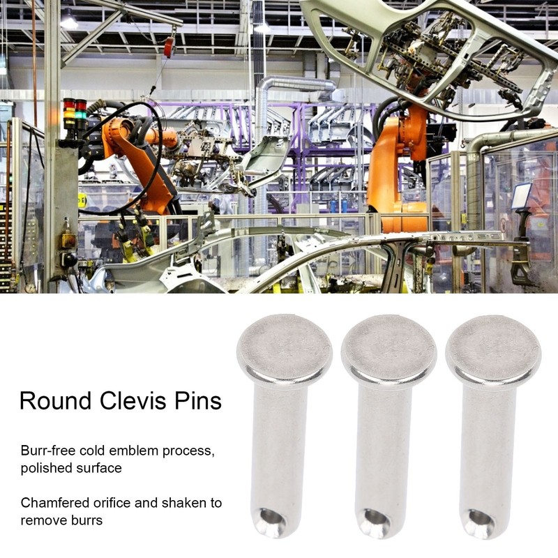 50Pcs Round Clevis Pins Flat Head 304 Stainless Steel Locating