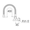 SANEI A286A4-13 Benley Rectangular Freestanding Faucet Pipe Length 15.7 inches