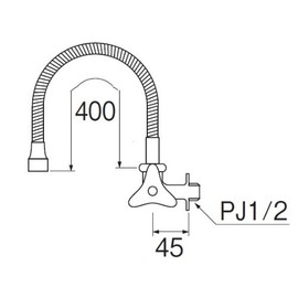 SANEI A286A4-13 Benley Rectangular Freestanding Faucet Pipe Length 15.7 inches (400 mm)