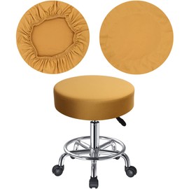 HuaLiSiJi Stool Cover, Round Stool, 30-40 cm, Rich Colours, Stretchy, Wrinkle-Free, Washable, Dustproof, Soft and Durable, Also Suitable for Square Stools (1, Z-Khaki)