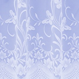 Butterfly Floral Trailing Leaf Pattern Net Curtains In White - Sold By The Metre (Drop: 91cm (36"))