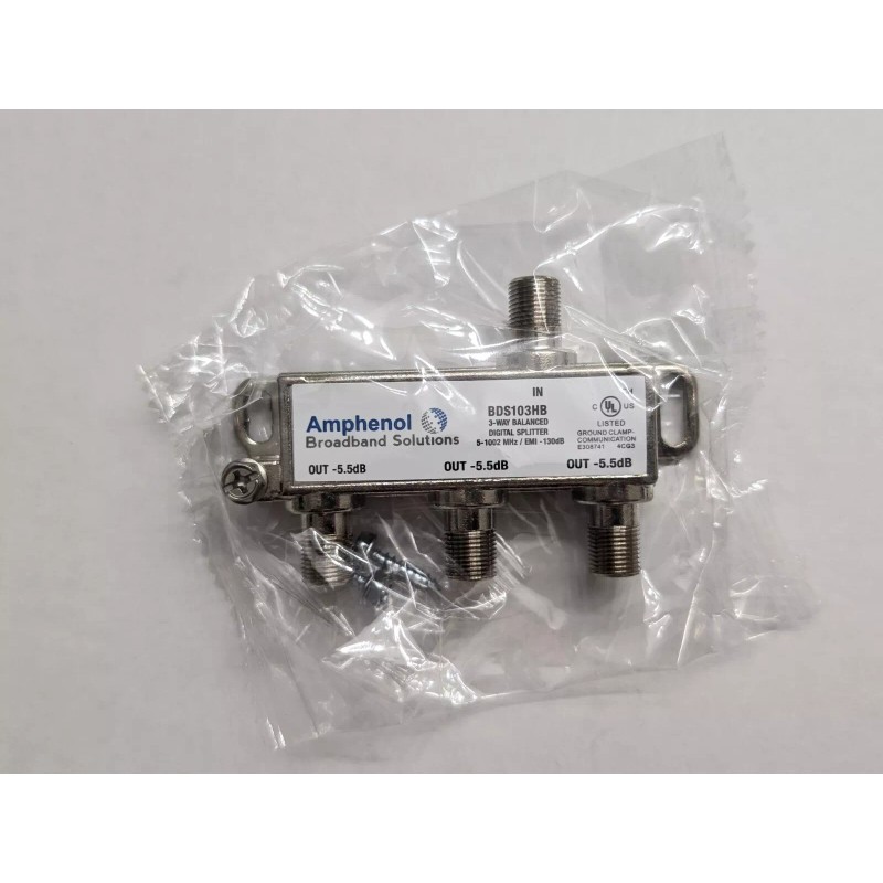 Amphenol Broadband Solutions 3-Way Balance -5.5db Loss Digital Splitter BDS103HB