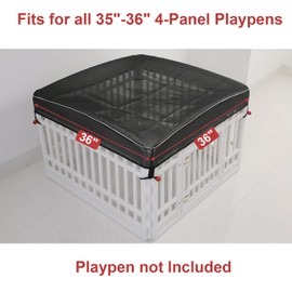 Dog Playpen Cover Mesh Top - Dog Pen Cover for Pets Fits 36 Inch 4 Panels Square Plastic Exercise Pet Pen,Provide Security for Indoor Dog Pen (Playpen Not Included)
