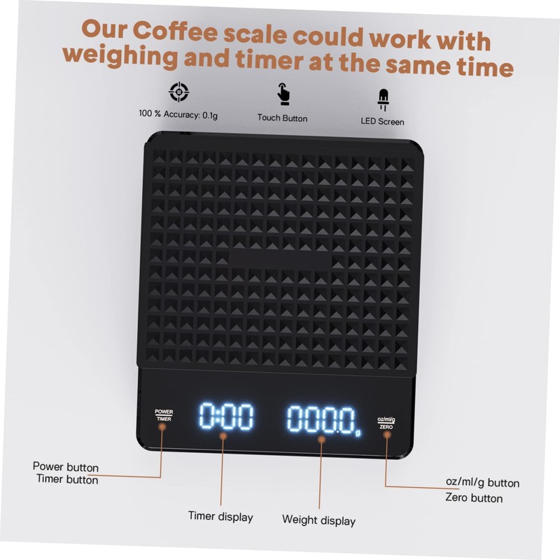 Alipis 5kg Digital Coffee Scale with Timer High Precision Electronic