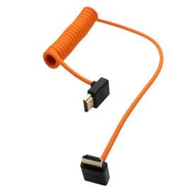HangTon HDMI 8K 4K ProRes Cable for Camera Monitor Gimbal, Atomos Ninja V Shinobi, Sony FX30 A7IV, Canon Lumix Nikon, BMPCC6K, FEELWORLD Portkeys SmallHD, Up Down Angled, 50 cm Spiral