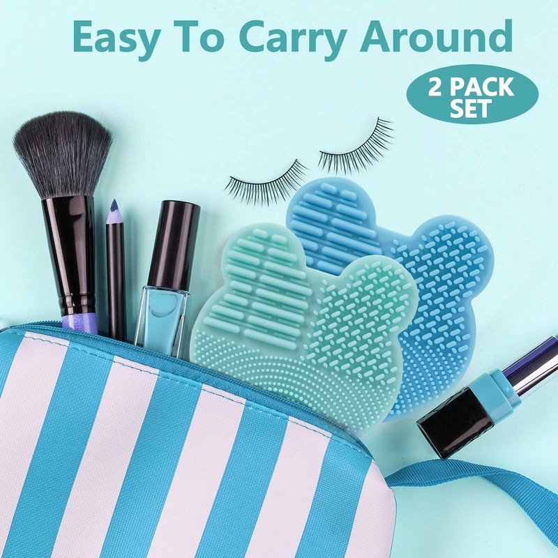 TailaiMei 2 Pack Makeup Brush Cleaning Mat with Color Removal