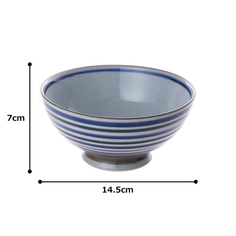 RAO3Z Arita Ware Black Roll Line, Extra Large Rice Bowl